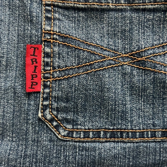 Tripp NYC Blue Denim Mini Skirt w Ruffle 16 - Picture 4 of 6